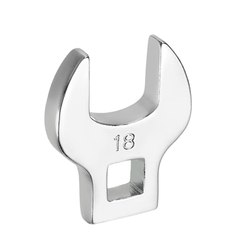 HARFINGTON Drive Crowfoot Wrench 3/8 Inch 18mm Metric Flare Nut Wrench CR-V Steel Electroplating Open End Crowfoot Spanner for Automotive Repair Mechanics, Bright Silver - size: 3/8 Inch x 18mm