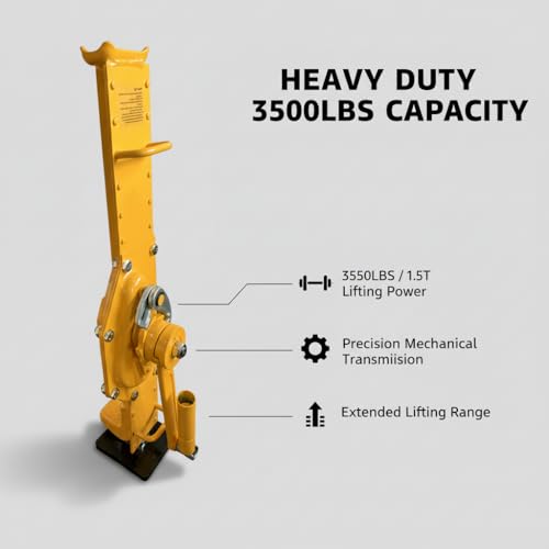 Mechanical Machinery Jack, Heavy Duty 3500LBS Capacity Rack Jack, Steel Construction for Lifting Trucks