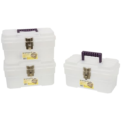 Akro-Mils 14-Inch Plastic Toolbox with Removable Tray, Steel Latch & Padlock Eye,Industrial-Grade Storage Box for Hobby Supplies, Crafts, and Tools, 14" x 8" x 8",Made in USA,Clear (09514) (Pack of 3) - size: 14-Inch x 8-Inch x 8-Inch (Pack of 3)