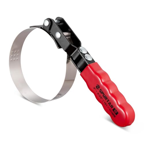 Spurtar Medium Oil Filter Wrench Adjustable Swivel Oil Filter Removal Tool | Fits Filters 4" to 4-3/8" (101-111mm) for 4S Shop Auto Repair Mechanic DIY Generator Small Engine - size: Medium: 4" - 4-3/8"