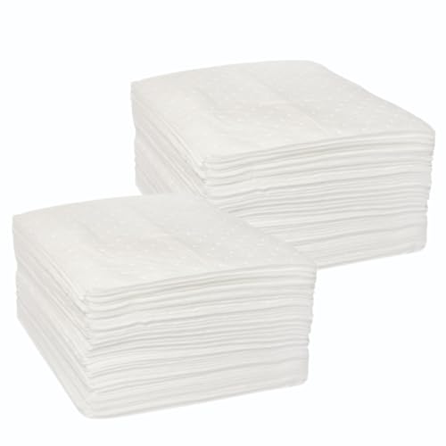 Oil Absorbent Pads - Absorb Oil, Fuel, Petrol, HVO, Hydraulic Oil - Spill Control Sheets - 16" x 18", 200 Sheets, Sonic Bonded Core with Spun Bound Top Layer, White - Indoor/Outdoor Use - Made in USA - size: 200 Sheets