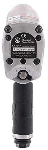 Chicago Pneumatic CP734H - 1/2 Inch Air Impact Wrench, Pistol Handle, Max Torque Reverse Output 425 ft. lbf / 576 Nm, 9,500 RPM, Pin Clutch, Industrial Tool, Automotive