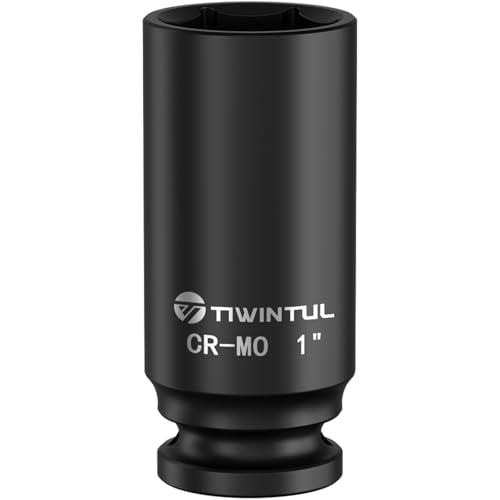 1" Deep Impact Socket 1/2 Inch Drive for Axle and Suspension Bolts | CR-MO Steel Impact Socket, 3.07" Length, 6 Point Design, SAE Socket for Heavy Automotive and Industrial Equipment Maintenance - size: 1" (Deep)