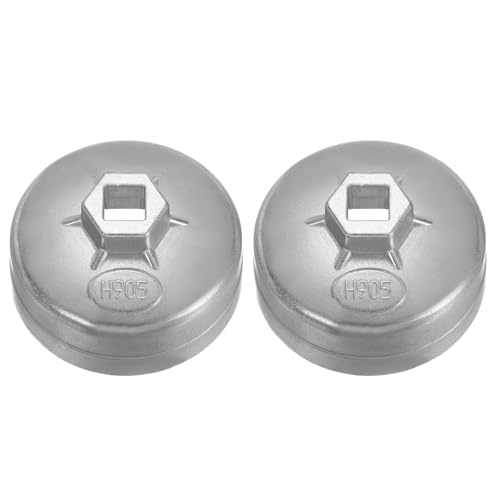 HARFINGTON 2pcs Oil Filter Cap Wrench 15 Flute 82.5 x 46 x 73mm (WxHxID) 1/2" Square Drive Aluminum Cup Type Drive Metric Oil Filter Socket Removal Tool for Engine Conduit Fittings - size: 15 Flute 82.5 x 46 x 73mm