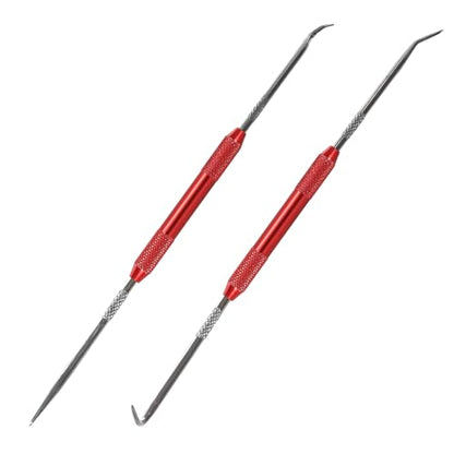 DXNQ 2 PCS Hook and Pick Set Puller Remover, Precision Pick and Hook Set, Easy Removal Tool for Auto Oil Seals O-Ring Seal Gasket, Pointed Oil Seal Screwdriver Hook Set for Most Vehicles (Red) - color: Red