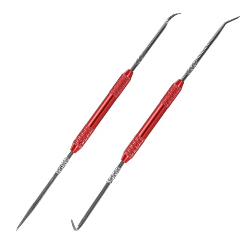 DXNQ 2 PCS Hook and Pick Set Puller Remover, Precision Pick and Hook Set, Easy Removal Tool for Auto Oil Seals O-Ring Seal Gasket, Pointed Oil Seal Screwdriver Hook Set for Most Vehicles (Red) - color: Red