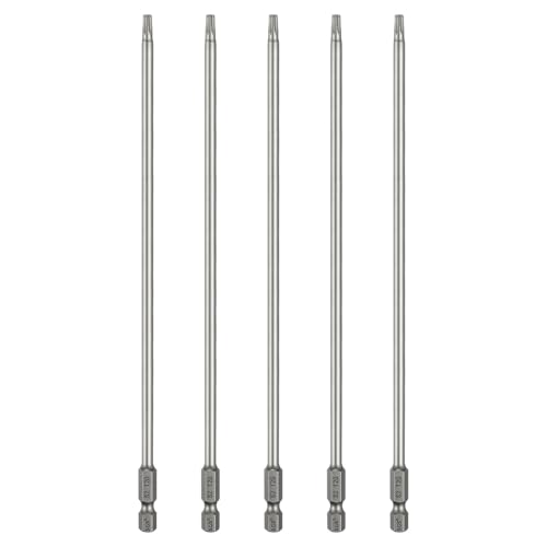 HARFINGTON 5pcs T20 Torx Head Screwdriver Bit 1/4" Hex Shank 8" (200mm) Long Magnetic No Hole Tip Tamper Proof 6 Point Star Screw Driver Drill Bits S2 Steel Industrial Power Screwdrivers - size: T20 x 8"(200mm)