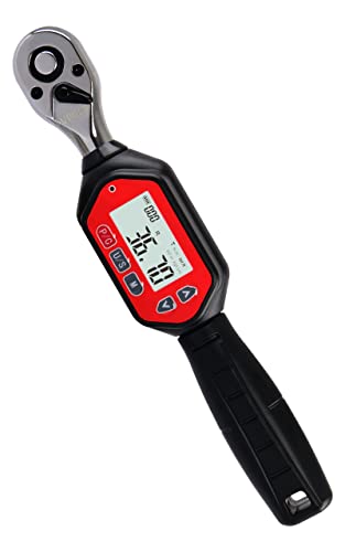 Digital Torque Wrench 3/8-inch Drive, 1.33-44.25 ft-lbs (1.8-60 Nm) (16-531 inch Pound) with Buzzer & LED, Calibrated (VTWM-60), Red