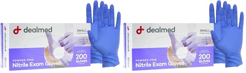 Dealmed Nitrile Exam Gloves Small (200 Count) - Disposable, Latex-Free, Powder-Free, Medical Use (Pack of 2) - color: Purple (Pack of 1), size: Small (Pack of 400)