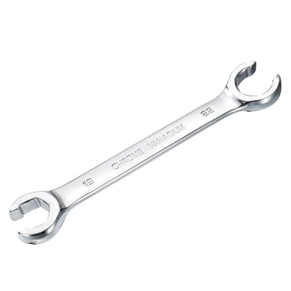 HARFINGTON Flare Nut Metric Wrench 19mm x 22mm CR-V Mirror Polished Chrome Plating Metric Wrench for DIY Hand-making Automotive Repairs and Household Maintenance - size: 19mm x 22mm