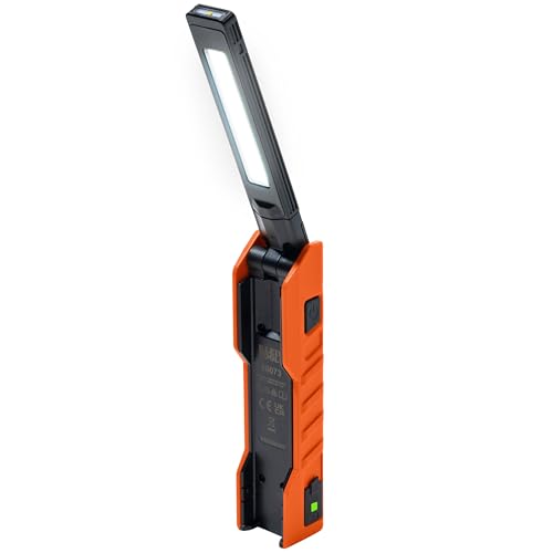 Klein Tools 56073 Foldable Handheld Work Light, 500-Lumen LED with 180-Degree Pivot and 270-Degree Rotation, USB-C Rechargeable Flashlight with Built-In Spotlight, Magnetic Base, IP54-Rated