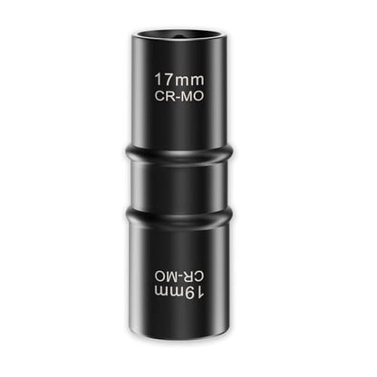 XEWEA 1/2 Inch Drive 17mm x 19mm Thin Wall Impact Flip Socket, Lug Nut Impact Socket Set Double Ended Thin Wall Nut Sockets CR-MO Twist Removal Tool for Stripped Rusted Bolts - size: 17 mm x 19 mm