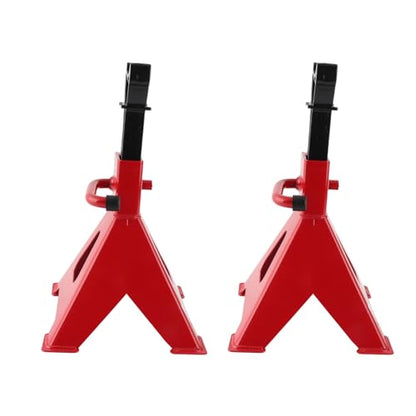 Carbon Steel Jack Stand Set, 2 Pack, Heavy Duty 2 Ton - 4000 lb Capacity Vehicle Support Stands for Cars and SUVs with Adjustable Height 10.5 to 16.5 Inches and Welded Frame.