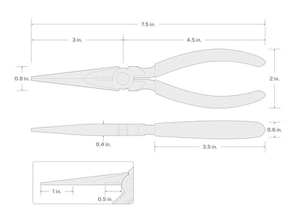 TEKTON 7 Inch Long Nose Pliers | PGF10007 - color: Serrated Jaw, size: 7 Inch Straight