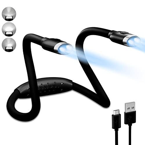 LEDBOLIK Neck Reading Light Black, 800mAh Rechargeable Book Light for Reading in Bed – 6 Brightness, Bendable Arms, Hands Free for Knitting, Crocheting - color: 800mAh Black