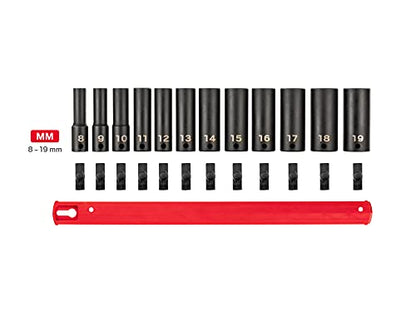 TEKTON 3/8 Inch Drive Impact Socket Set, 12-Piece | SID91103 - size: 12-Piece (5/16-3/4 in.), style: Deep