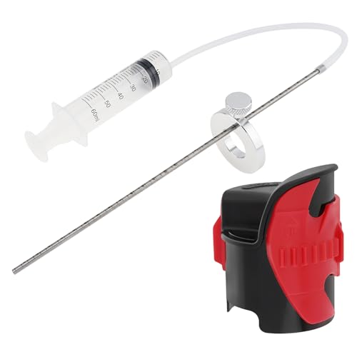Windance Motorcycle Front Fork Repairing Tool Kit,Fork Seal Saver Cleaner Shock Repairing Absorber Tool 45mm-55mm + Fork Suspension Oil Level Measurement Gauge Oil Syringe Tool (Red)