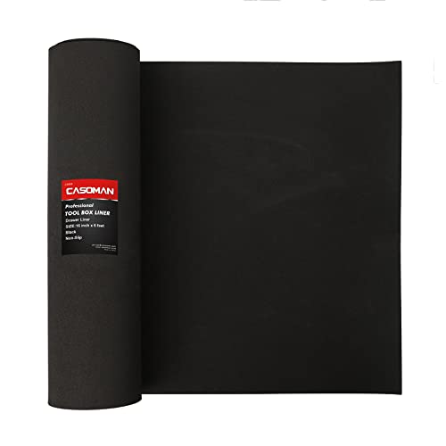 CASOMAN Professional Tool Box Liner and Drawer Liner - 16 inch (Wide) x 6 feet (Long), Non-Slip,Black - size: 15.9"W x 72"L