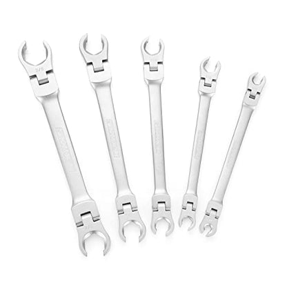 OEMTOOLS 22063 5PC Flex Head Flare Nut Wrench Set (SAE), Rust-Resistant SAE Wrench Set, Brake Line Wrench Set, 1/4"-7/8" Size Wrenches, Flare Wrench Set EVA Storage Tray - style: Standard