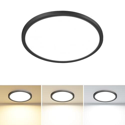 1PACK LED Flush Mount Ceiling Light Fixture Black, 9Inch 24Watt, 3000k/4500k/6000K Ceiling Light, Ultra Slim Flush Mount LED Ceiling Lamp for Bedroom, Living Room, Kitchen, Hallway - color: Black, size: 9Inch-1pack