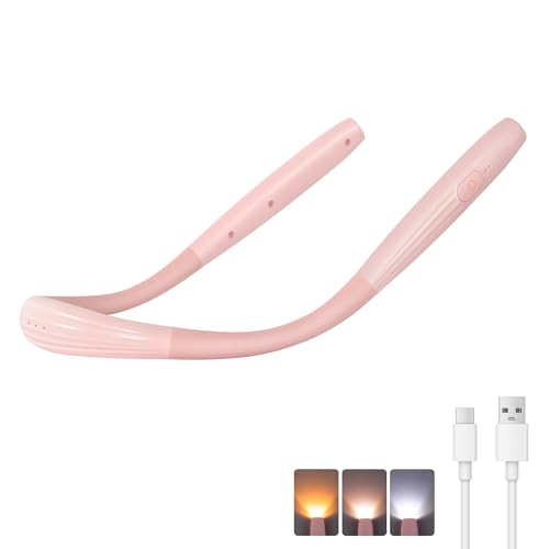 Upgraded LED Neck Reading Light, Book Light, Rechargeable, 3 Colors & 3 Brightness Adjustable, Auto-Off Timer, Neck Light for Reading in Bed, Long Lasting, Perfect for Repairing, Knitting. - color: Sakura Pink
