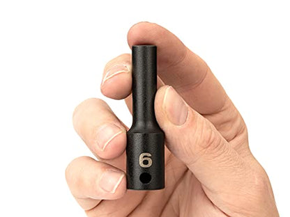 TEKTON 3/8 Inch Drive x 6 mm Deep 6-Point Impact Socket | SID13106 - size: 6 mm, style: Deep