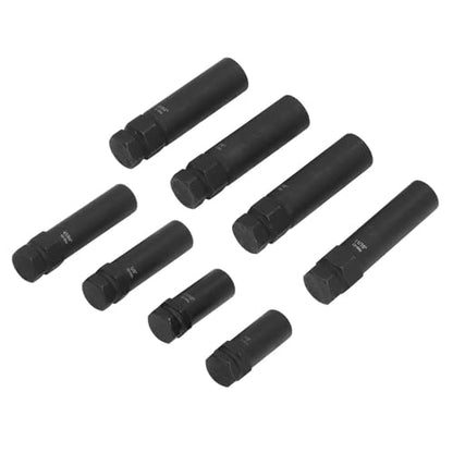 8 Piece Lug Nut Socket Set, Cr Mo Steel Wheel Lock Removal Kit for Twisted Damaged Nuts, Impact Rated Universal Automotive Car Repair Tools with Enhanced Access and Easy