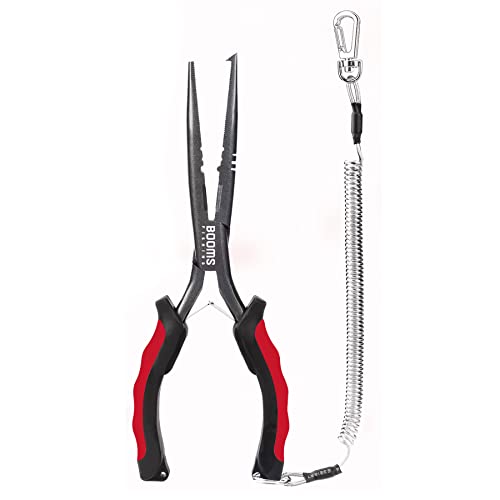 Booms Fishing F03 Needle Nose Fishing Pliers, 9" Fisherman's Pliers, Long Nose Hook Remover, Saltwater Resistant Fishing Gear, Red - color: 9"_red