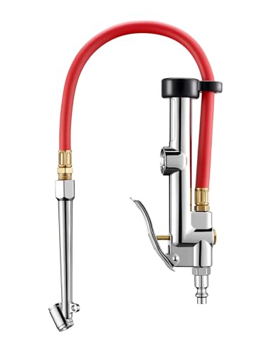 AstroAI 25.6'' Heavy-Duty Tire Pressure Gauge with Inflator, Dual Head Chuck ANSI B40.1 Accurate Tire Inflator with Pressure Gauge, 10-120PSI, Compatible with 1/4" NPT Air Compressor
