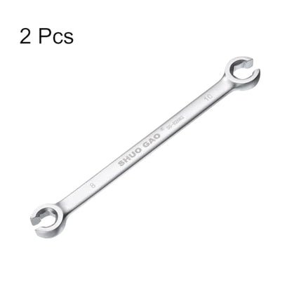 HARFINGTON 2pcs Flare Nut Wrench 8mm x 10mm High Carbon Steel Nickel Plating Wrench for DIY Hand-making Automotive Repairs and Household Maintenance - size: 8mm x 10mm