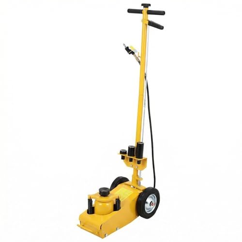 GarveeTech 22 Ton Air Hydraulic Floor Jack for Heavy Duty Trucks & Tractors – Low Profile (9"-17.7"), 4 Adapters, 46" Adjustable Handle – 44,000 Lbs Capacity - color: 22 Ton Yellow
