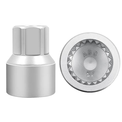 ABC-57 21Pt Outer Ring 4mm Wheel Locking Nut Key for Porsche VW | Wheel Lock Nut Socket Adapter, Anti-Theft Lug Nut Removal Tool, Anti-Theft Screw Remover, Repair Tool, Tyre Fitting, garage - color: ABC-57 Outer ring thickness: 4mm