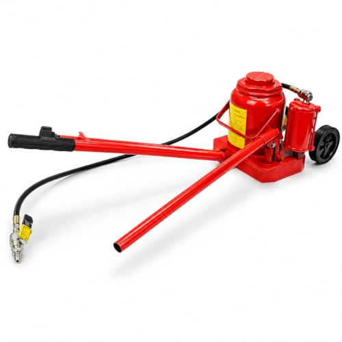 XtremepowerUS 50 Ton Air Hydraulic Floor Jack, Heavy Duty Wheel Bottle Jack with Wheels & Long Handle, Industrial Truck Jack for Semi Trucks, Trailers, Buses, Farm Equipment & Heavy Machinery - size: 50 Tons Pneum Floor Jack