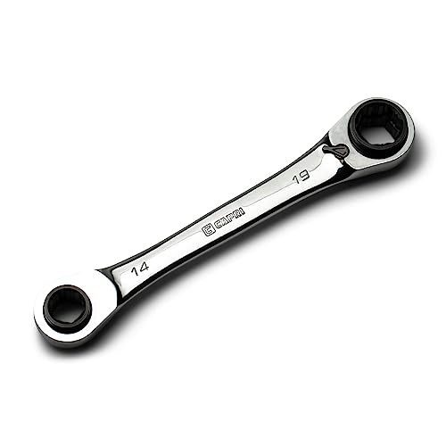 Capri Tools 4-in-1 120-Tooth Box End Reversible Ratcheting Wrench, 14, 15, 17, 19 mm, Metric - size: 14, 15, 17, 19 mm