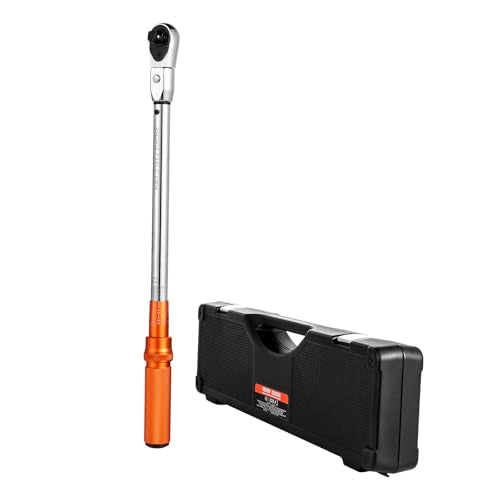 VEVOR Adjustable Torque Wrench 1/2 Inch Drive, 20-160Ft.lb/27.1-216.8Nm, 38MM Open End, 3/8 Inch Drive Torque Wrench with Interchangeable Jaw & Ratchet Head for HVAC, Car, Moto, Narrow Pipeline - size: 20-160FT.LB, style: 1/2-Inch