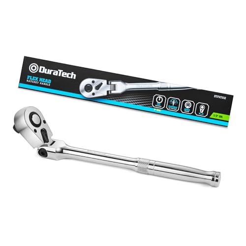 DURATECH 1/2" Drive Flex-Head Ratchet | 72-Tooth Ratchet Wrench, Quick-release, Reversible Switch, Full-Polished Chrome Plating, Alloy Steel - size: 1/2" Drive