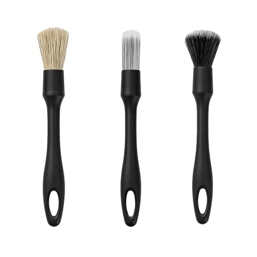 3PCS Car Detailing Brush Kit, Includes Ultra Soft No Scratch Boars Detailing Duster Brush Set for Exterior Interior, Multi-Use Auto Interior Dusting Cleaning Kit, Universal Fit - size: 3 PCS