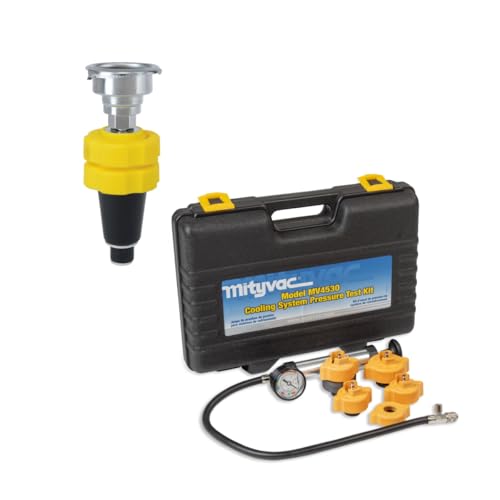 Mityvac MVB1010 Cooling System Pressure Test Kit, MV4530 Hand Pump Tester with Adapters, MV4508 Universal Cooling System Adapter, Leak Detection, Radiator and Coolant Bottle Compatibility, Automotive