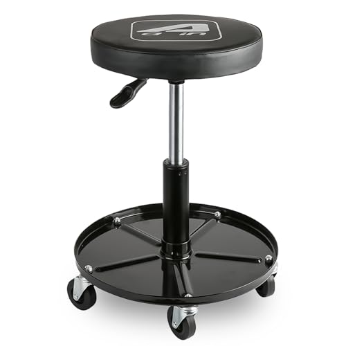 A A IN LT12 Professional Mechanics Roller Seat, Pneumatic Adjustable Rolling Stool with Wheels, Swivel, with Tool Tray.Shop Stool for Garage, Workshop, and Auto Repair Shop. - style: Roller Seat