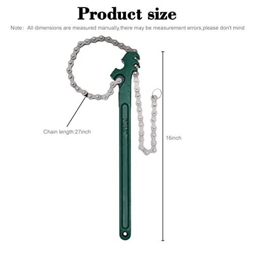 Jeemiter Heavy Duty Ratcheting Chain Wrench, 16 Inches Automotive Oil Fuel Filter Chain Wrench fits 1.5" to 8" Diameter Pliers Adjustable Removal Remover Tool - size: 16 Inch