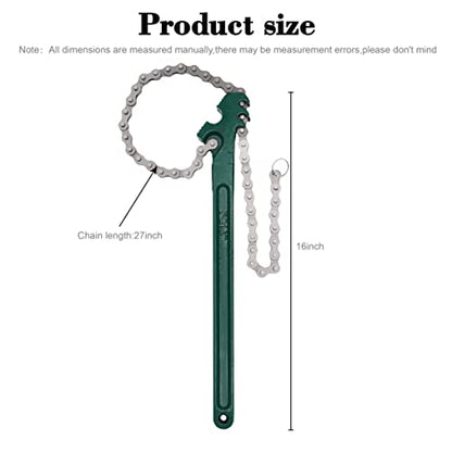 Jeemiter Heavy Duty Ratcheting Chain Wrench, 16 Inches Automotive Oil Fuel Filter Chain Wrench fits 1.5" to 8" Diameter Pliers Adjustable Removal Remover Tool - size: 16 Inch