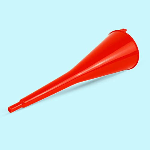 Long Neck Funnel, Oil Funnels for Oil Change, Long Funnels for Transmission Fluid, Automotive Funnel for Gas & Lubricants (12.0 Fluid Ounces, Red) - color: Red