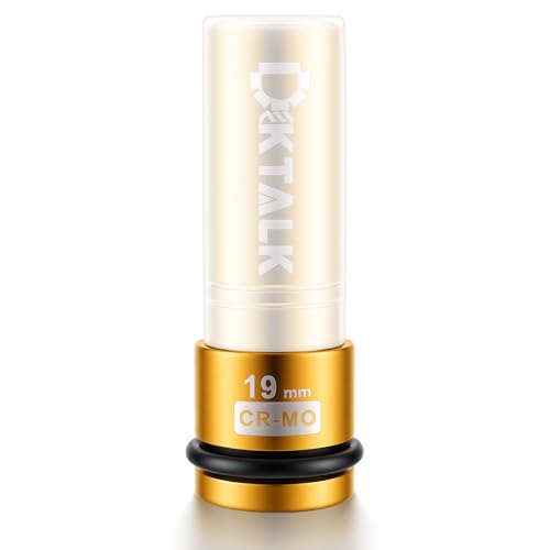 1/2" Drive 19mm Wheel Lug Nut Impact Socket,Color-Coded Non-Marring Deep Thin Wall Socket with Removable Protect Sleeve, 6 Point, Cr-Mo Steel - color: 19mm
