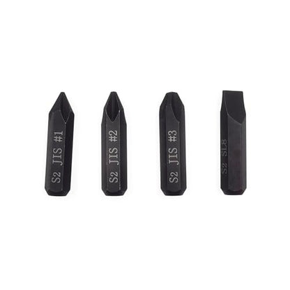 3Pcs JIS Impact Screwdriver Bits and 1Pcs Slotted Impact Bit for Manual Impact Driver, 5/16" Hex Shank, S2 Alloy Steel,36mm Long- Ideal for Japanese Automotive & Motorcycle Repairs (JIS #1+#2+#3+SL8) - size: JIS #1+#2+#3+SL8