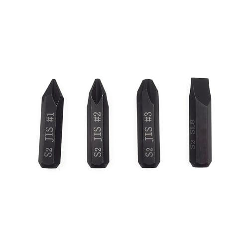 3Pcs JIS Impact Screwdriver Bits and 1Pcs Slotted Impact Bit for Manual Impact Driver, 5/16" Hex Shank, S2 Alloy Steel,36mm Long- Ideal for Japanese Automotive & Motorcycle Repairs (JIS #1+#2+#3+SL8) - size: JIS #1+#2+#3+SL8