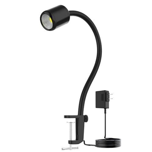 Led Machine Light,Lathe Light Flexible IP66 Waterproof 800 Lumens 110V-220V with Horse Mouth Clamp Base for Lathe Machine,Workbench, Industrial Lighting - size: 8W Work Light + Clamp
