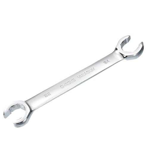 HARFINGTON Flare Nut Metric Wrench 22mm x 24mm CR-V Mirror Polished Chrome Plating Metric Wrench for DIY Hand-making Automotive Repairs and Household Maintenance - size: 22mm x 24mm