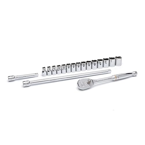 GEARWRENCH 18 Pc. 1/2" Drive 6 Pt. Standard Mechanics Tool Set, Metric - 80708 - size: Large, style: 80708