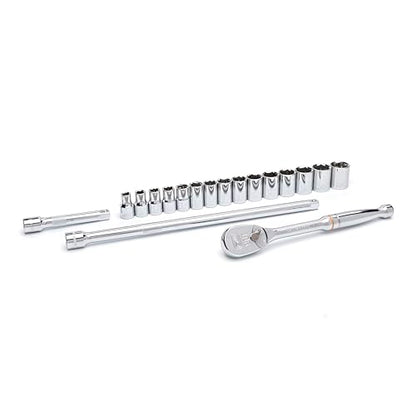 GEARWRENCH 18 Pc. 1/2" Drive 6 Pt. Standard Mechanics Tool Set, Metric - 80708 - size: Large, style: 80708