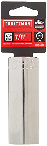 CRAFTSMAN Deep Socket, SAE, 1/2-Inch Drive, 7/8-Inch, 12-Point (CMMT47528) - size: 7/8"